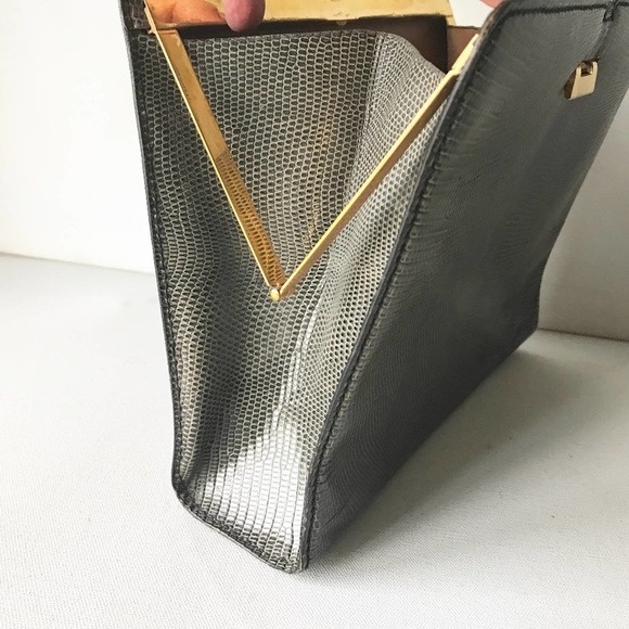 GRIMALDI Lizard skin gray BAG leather vintage Saks Fifth Avenue - Picture 5 of 8